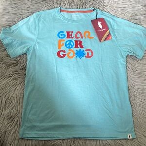 Cotopaxi Blue and Orange Short Sleeve Tee Vibrant Graphic